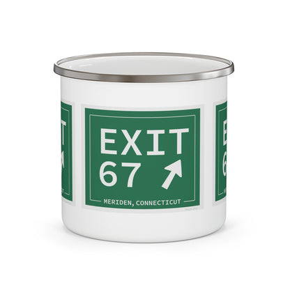 Vintage Exit 67 WCP Sign Enamel Camping Mug