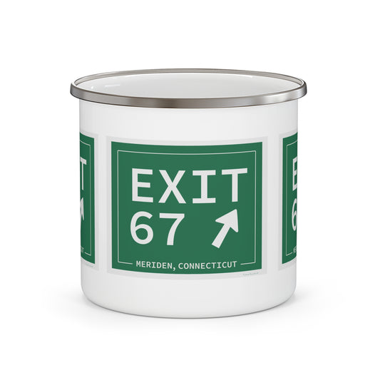 Vintage Exit 67 WCP Sign Enamel Camping Mug