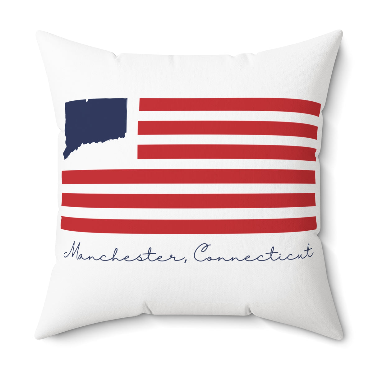 Manchester Connecticut Flag Spun Polyester Square Pillow