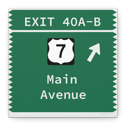 Vintage Merritt Parkway Exit 40 A-B Sign Matte Canvas, Stretched, 1.25"