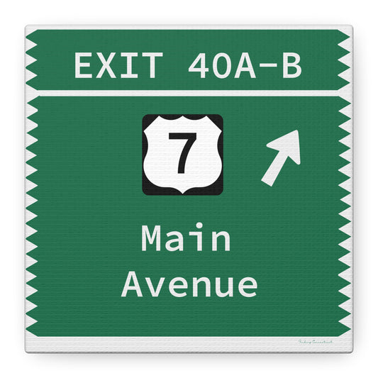 Vintage Merritt Parkway Exit 40 A-B Sign Matte Canvas, Stretched, 1.25"