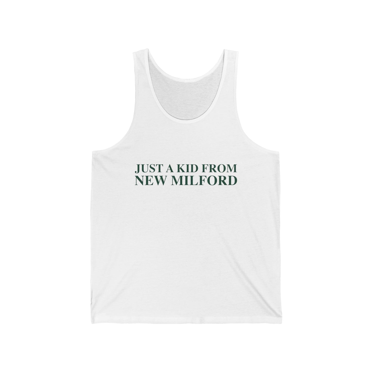 Just a kid from New Milford Unisex Jersey Tank Top