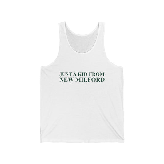 Just a kid from New Milford Unisex Jersey Tank Top