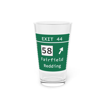 Vintage Merritt Parkway Exit 44 Sign Pint Glass, 16oz