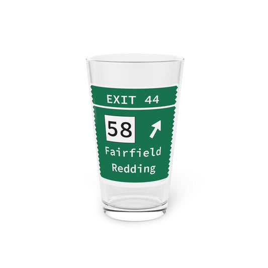 Vintage Merritt Parkway Exit 44 Sign Pint Glass, 16oz