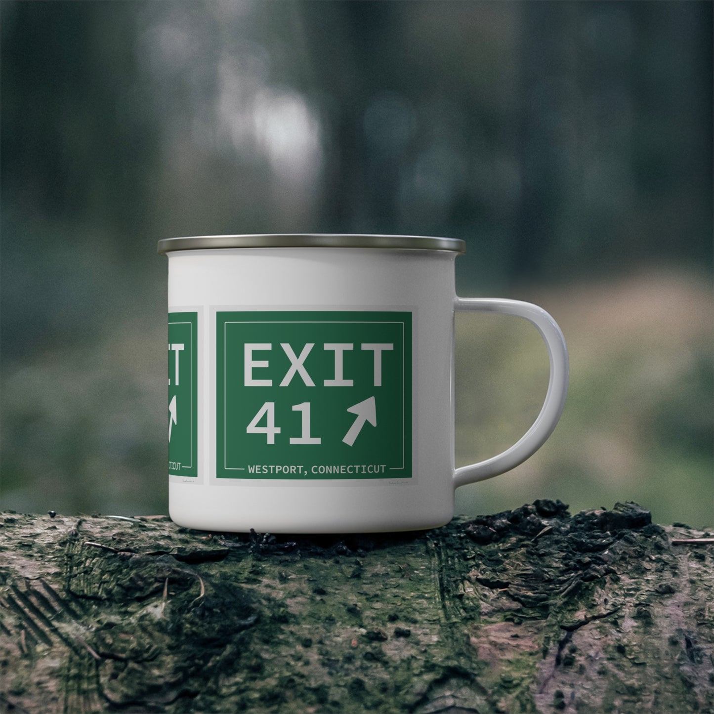 Vintage Exit 41 Merritt Parkway Sign Enamel Camping Mug