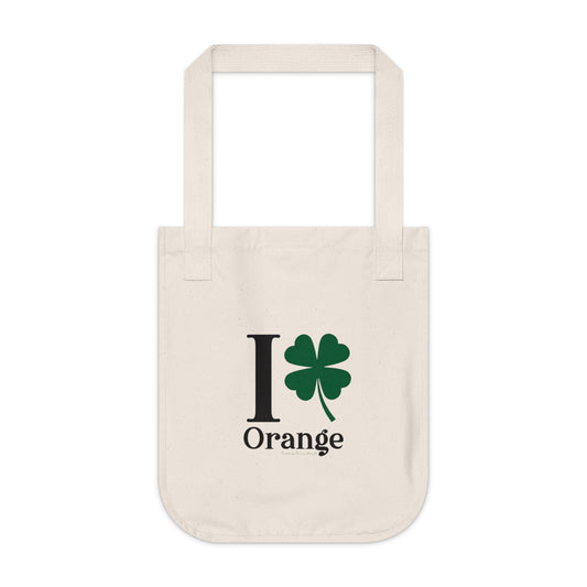 I Clover Orange Organic Canvas Tote Bag