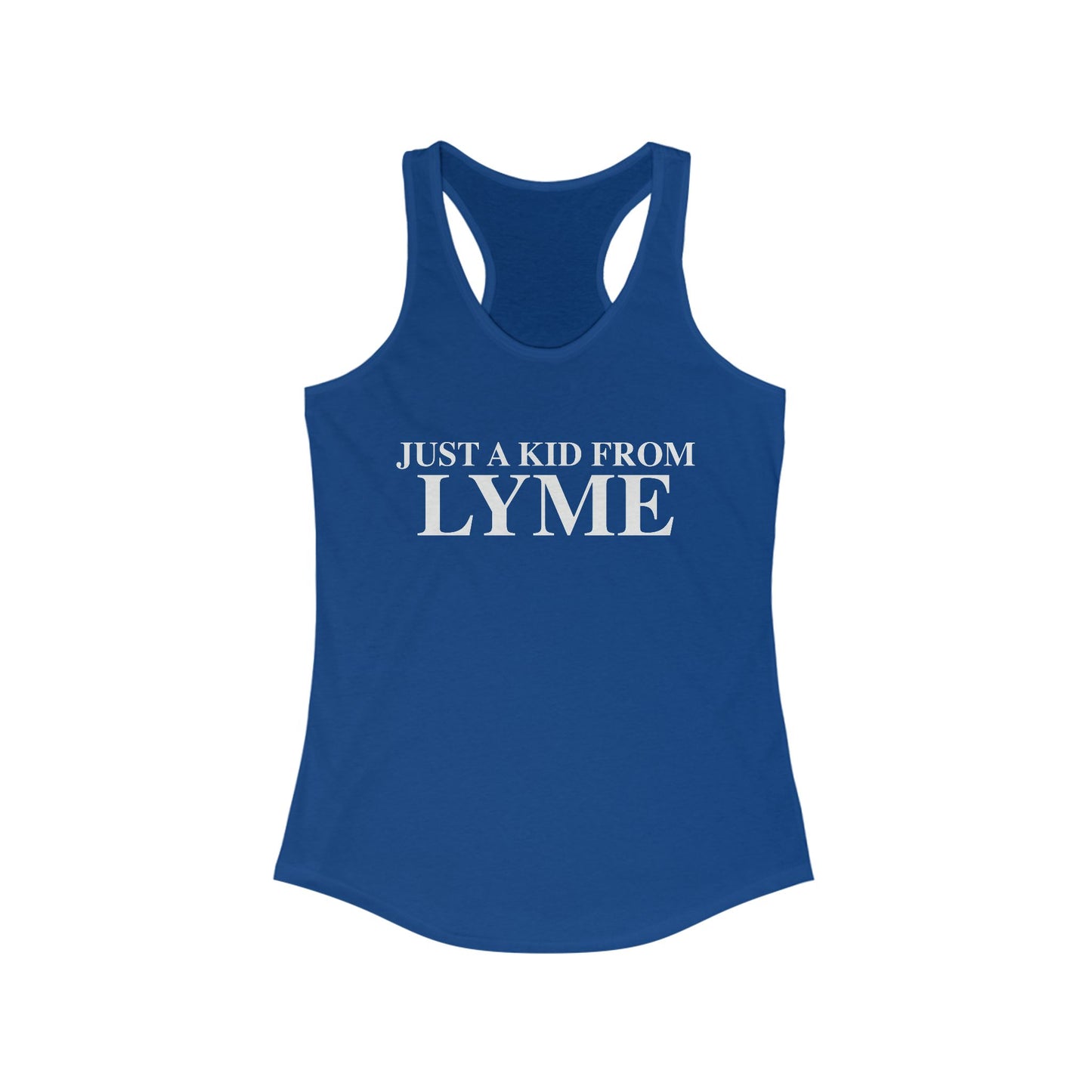 Just a kid from Lyme Women's Ideal Racerback Tank Top