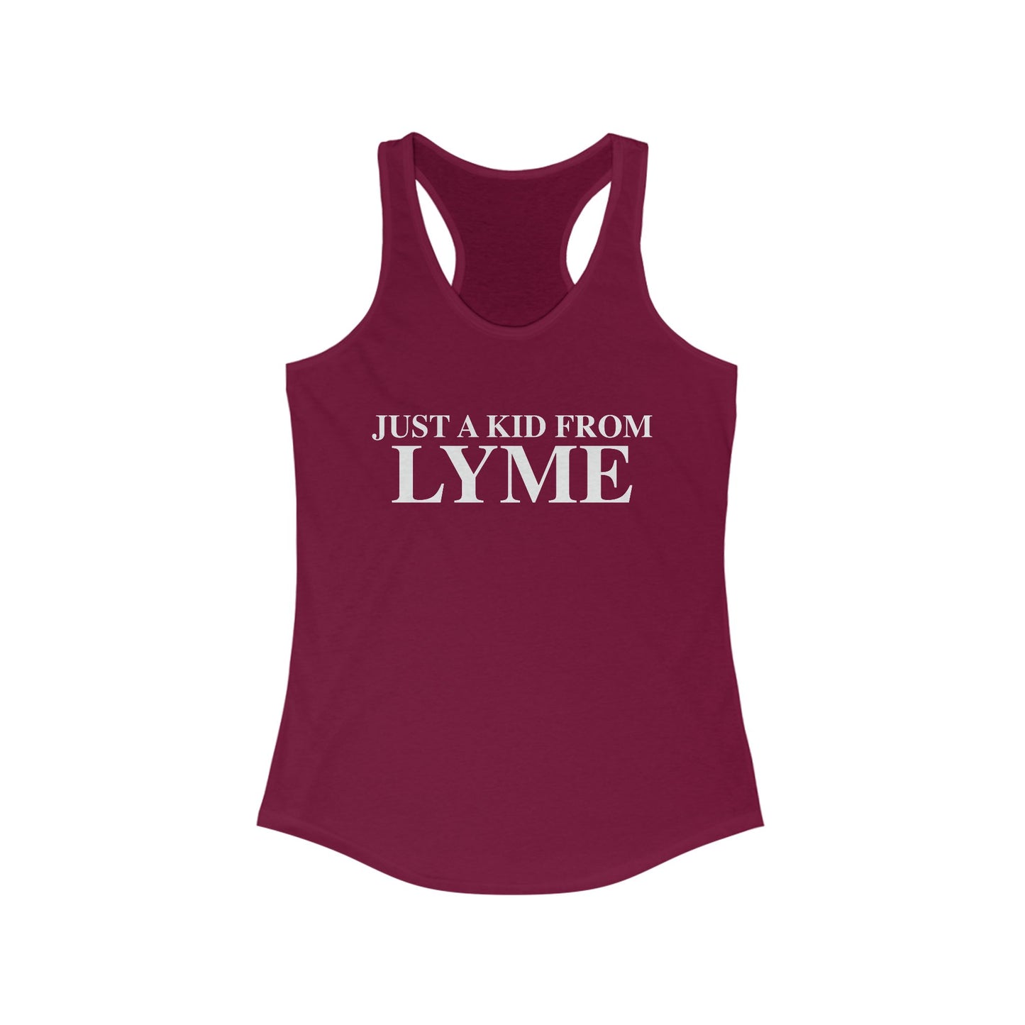 Just a kid from Lyme Women's Ideal Racerback Tank Top