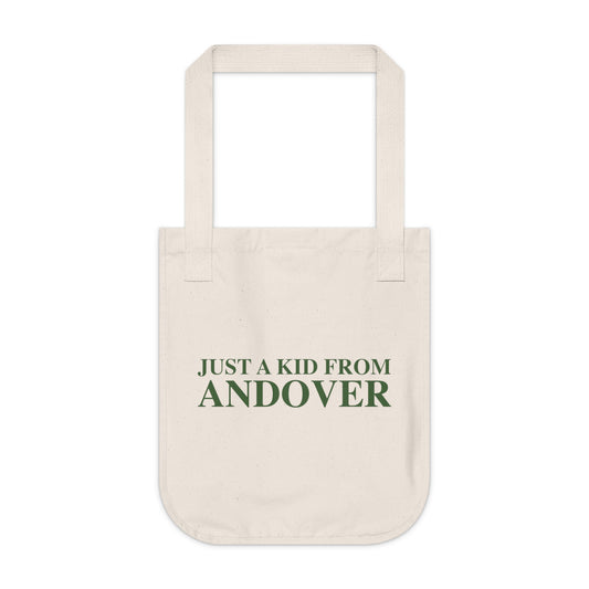 Just a kid from Andover Organic Canvas Tote Bag