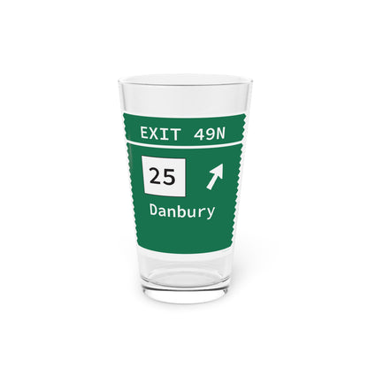 Vintage Merritt Parkway Exit 49N Sign Pint Glass, 16oz