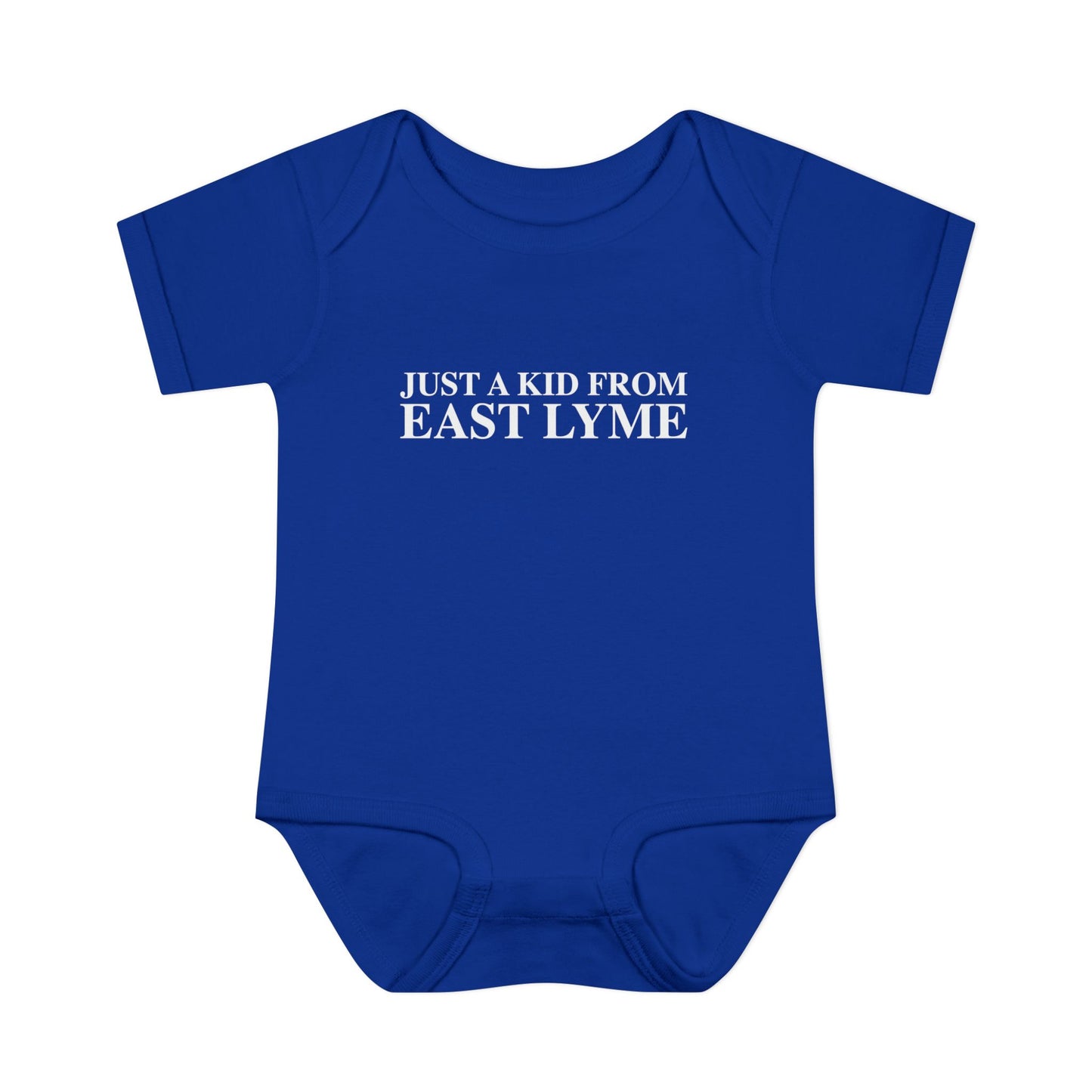 Just a kid from East Lyme Infant Baby Rib Bodysuit