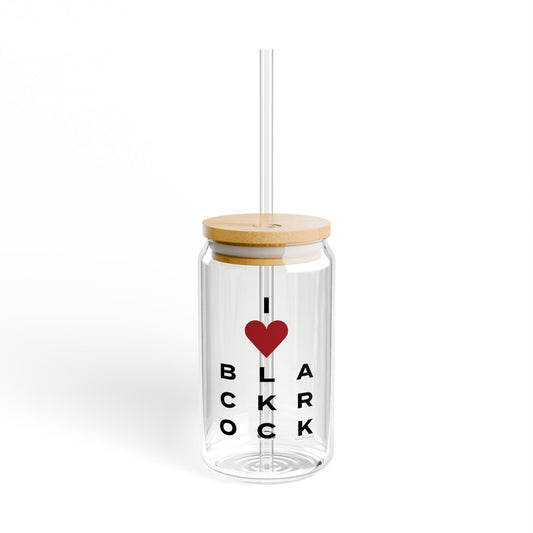 Black Rock Vision Glass Can with Straw and Lid, 16oz