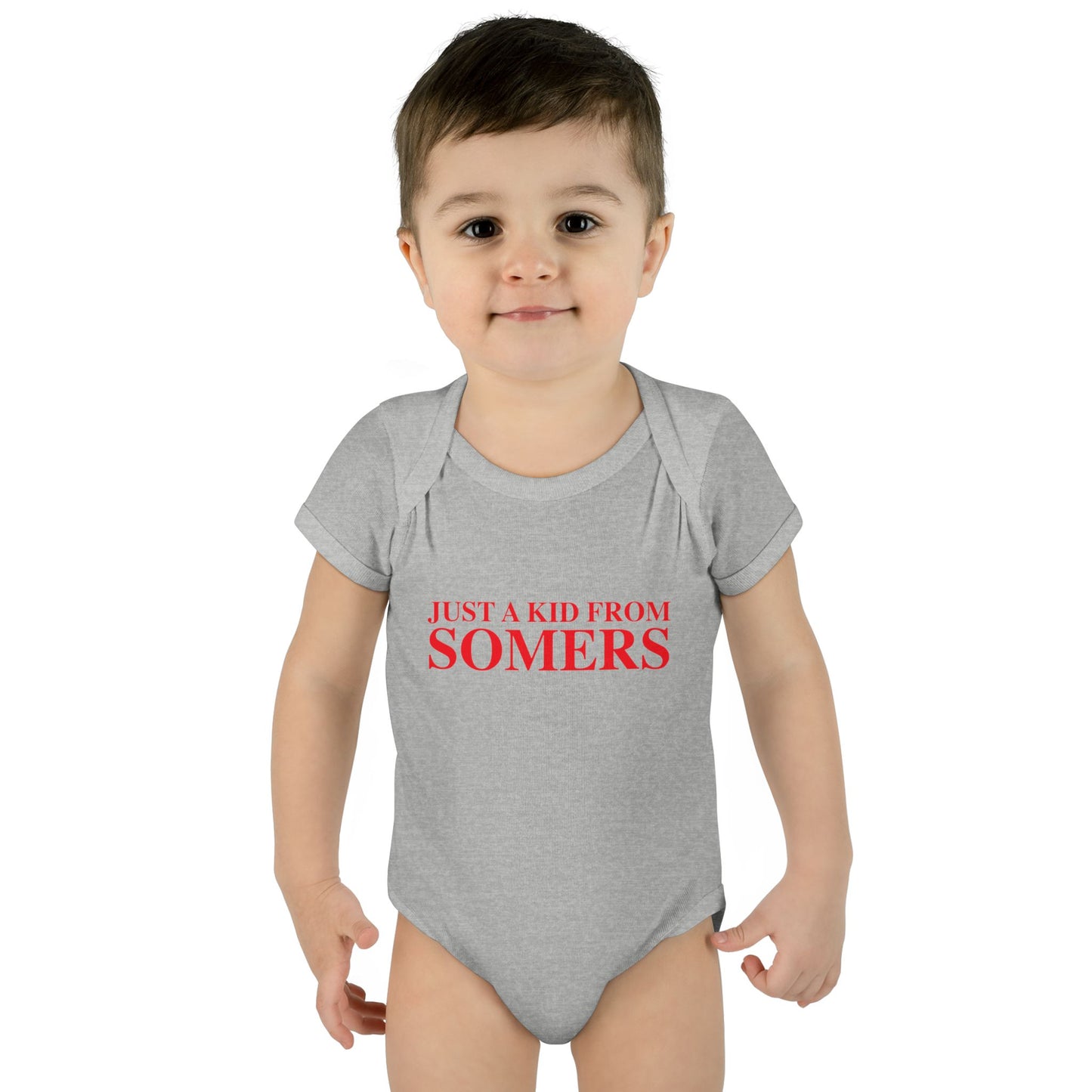 Just a kid from Somers Infant Baby Rib Bodysuit