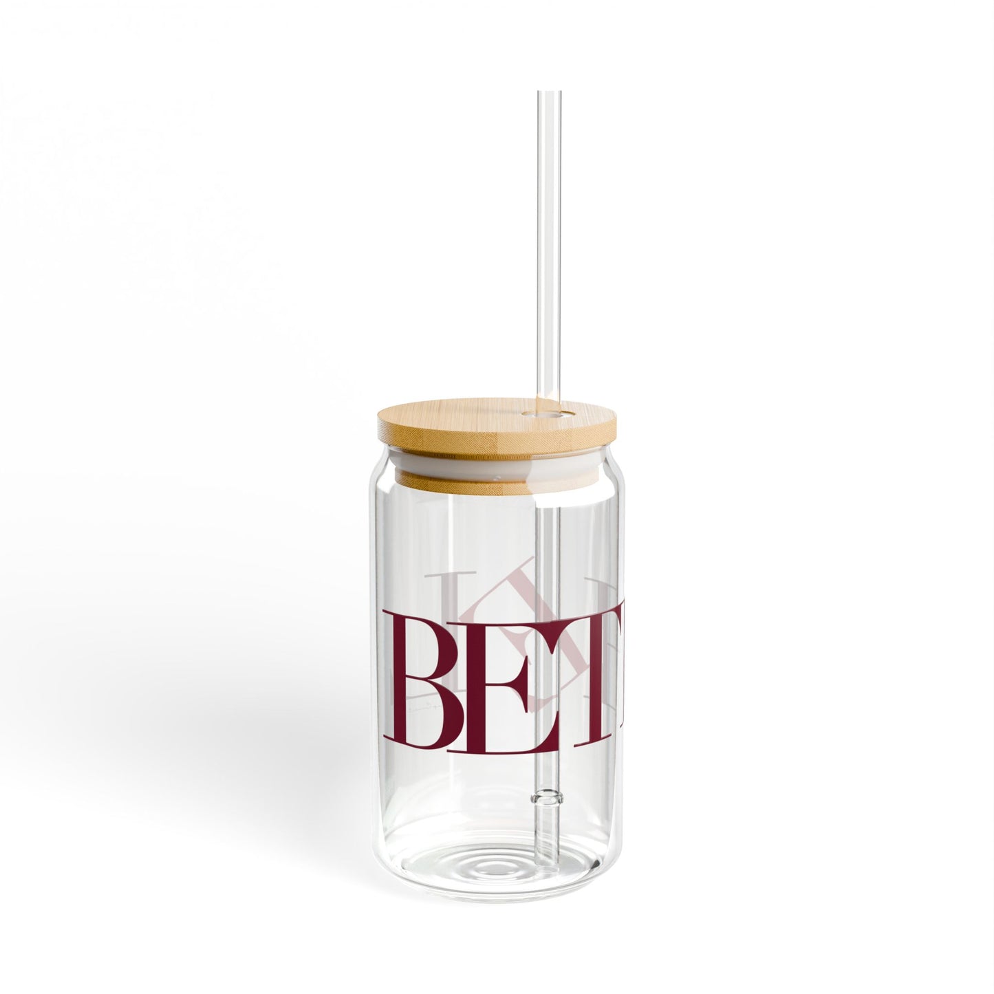 41 Tilt Bethel Glass Can with Straw and Lid, 16oz