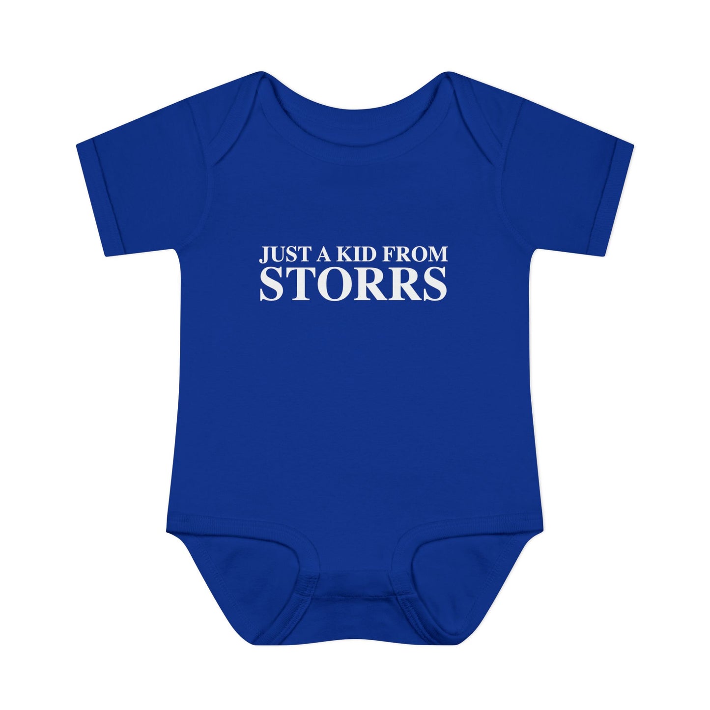Just a kid from Storrs Infant Baby Rib Bodysuit