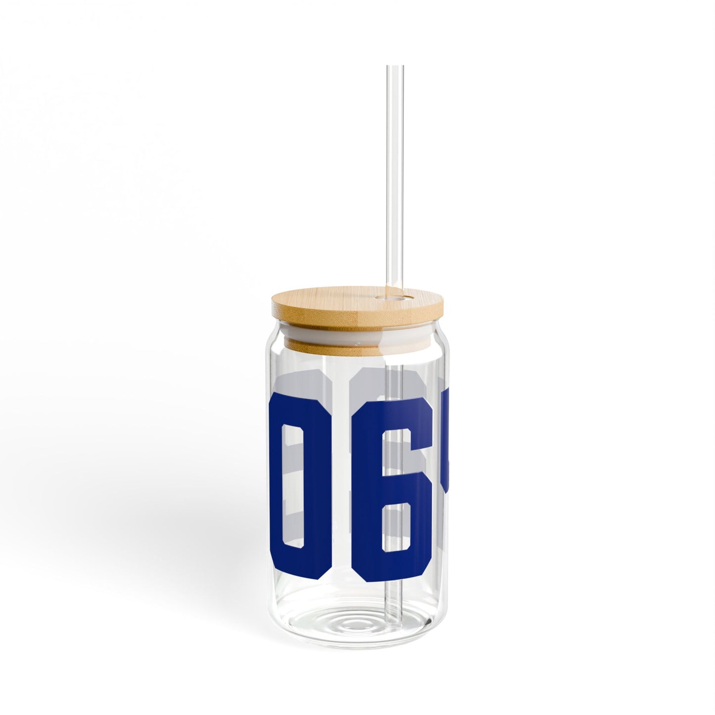06422 Durham Connecticut Zip Code Glass Can with Straw and Lid, 16oz