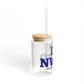 I Heart NWFD Glass Can with Straw and Lid, 16oz