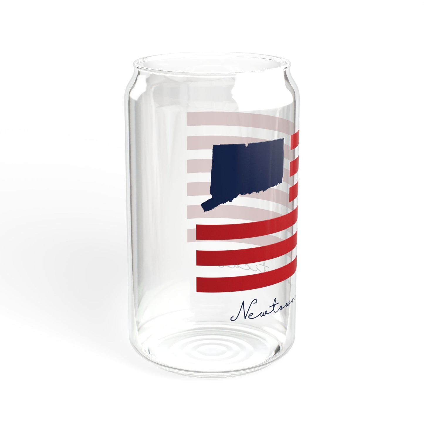 Newtown Connecticut Flag Sipper Glass, 16oz