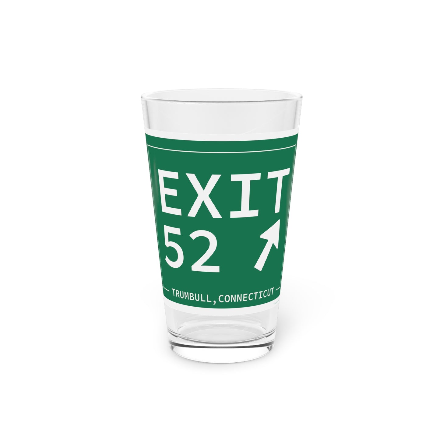 Vintage Exit 52  Merritt Parkway Sign Pint Glass, 16oz