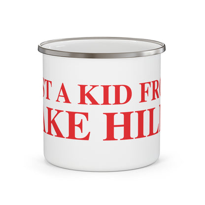Just a kid from Lake Hills Enamel Camping Mug