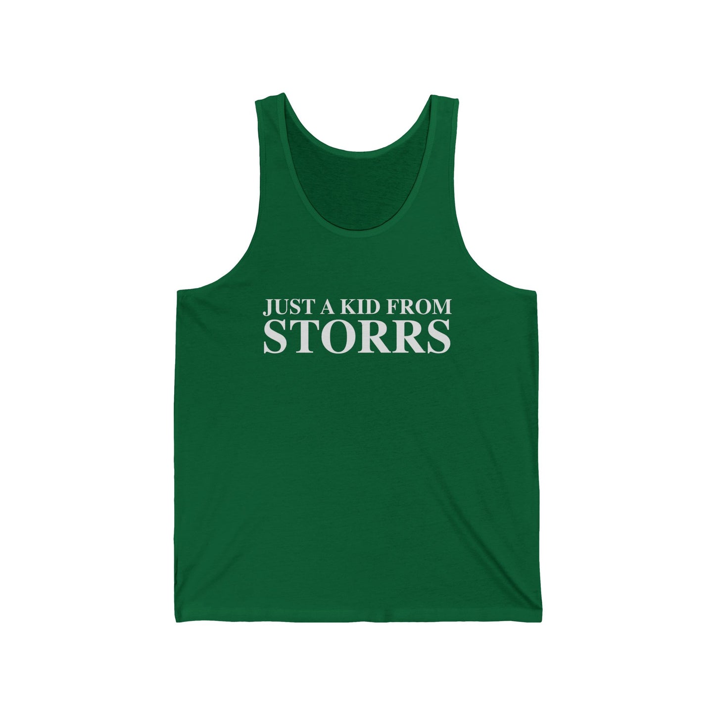 Just a kid from Storrs Unisex Jersey Tank Top