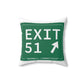Vintage Exit 51  Merritt Parkway Sign Spun Polyester Square Pillow