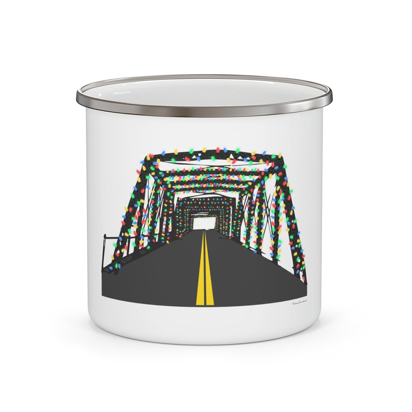 Saugatuck Bridge Lights Enamel Camping Mug
