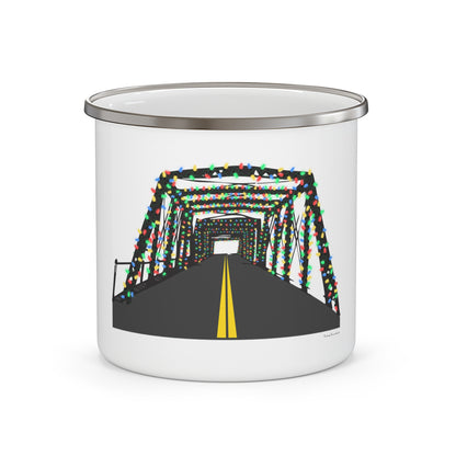 Saugatuck Bridge Lights Enamel Camping Mug