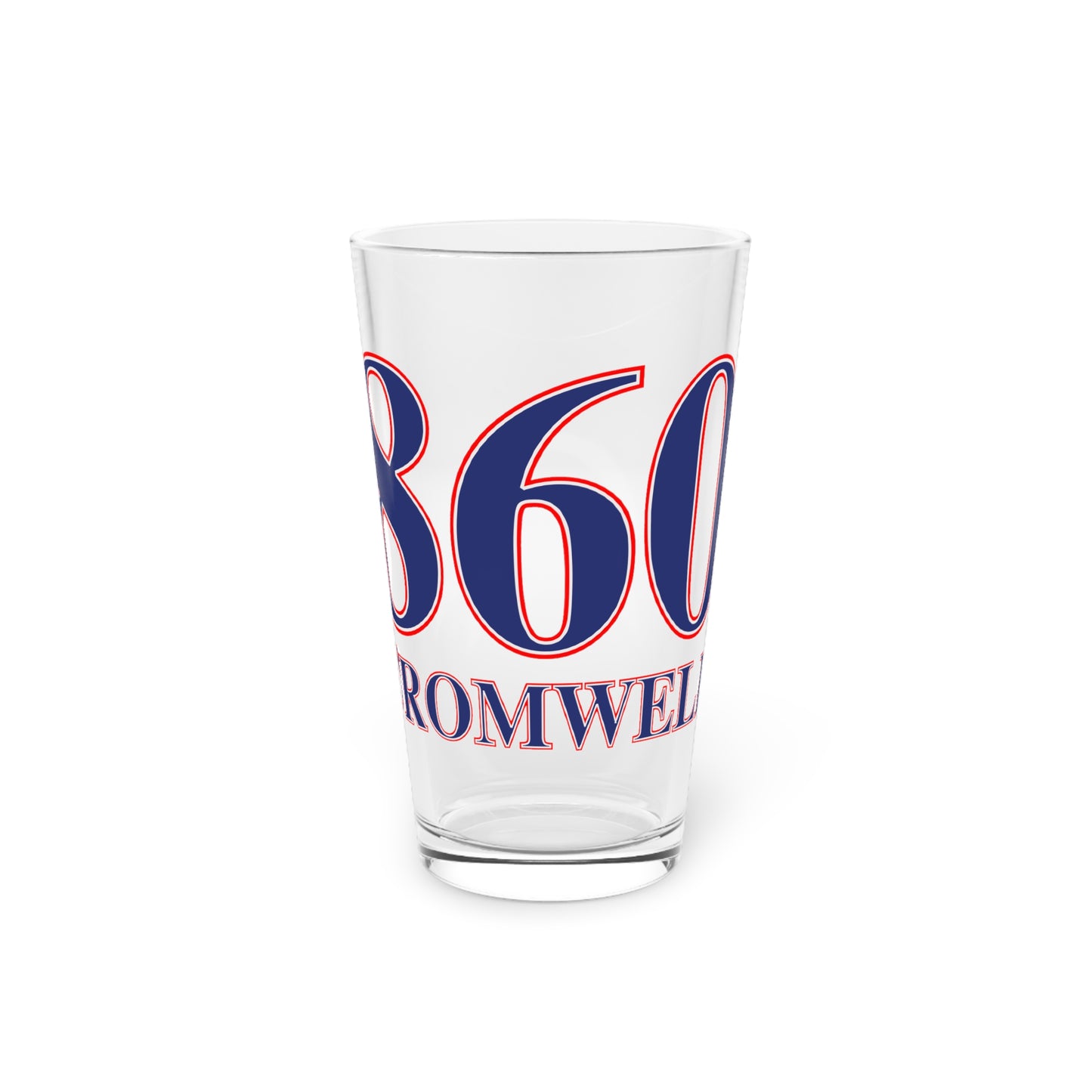 860 Cromwell Red, White & Blue Pint Glass, 16oz