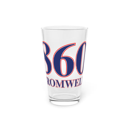 860 Cromwell Red, White & Blue Pint Glass, 16oz