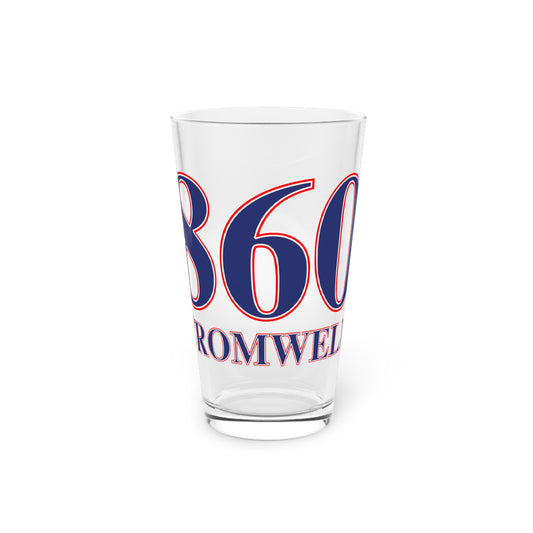 860 Cromwell Red, White & Blue Pint Glass, 16oz