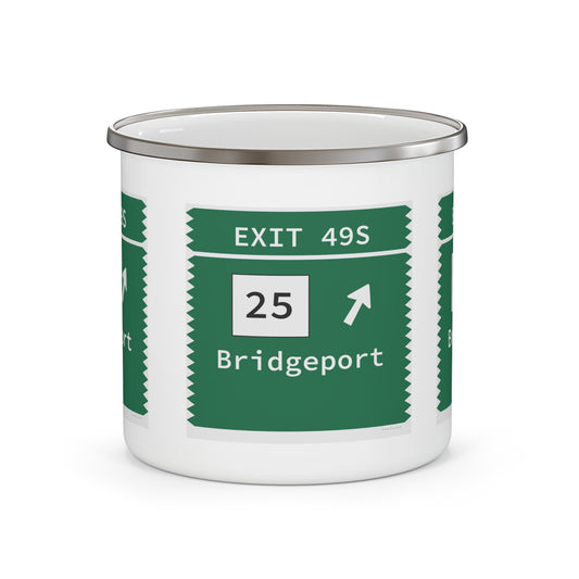 Vintage Merritt Parkway Exit 49S Sign Enamel Camping Mug