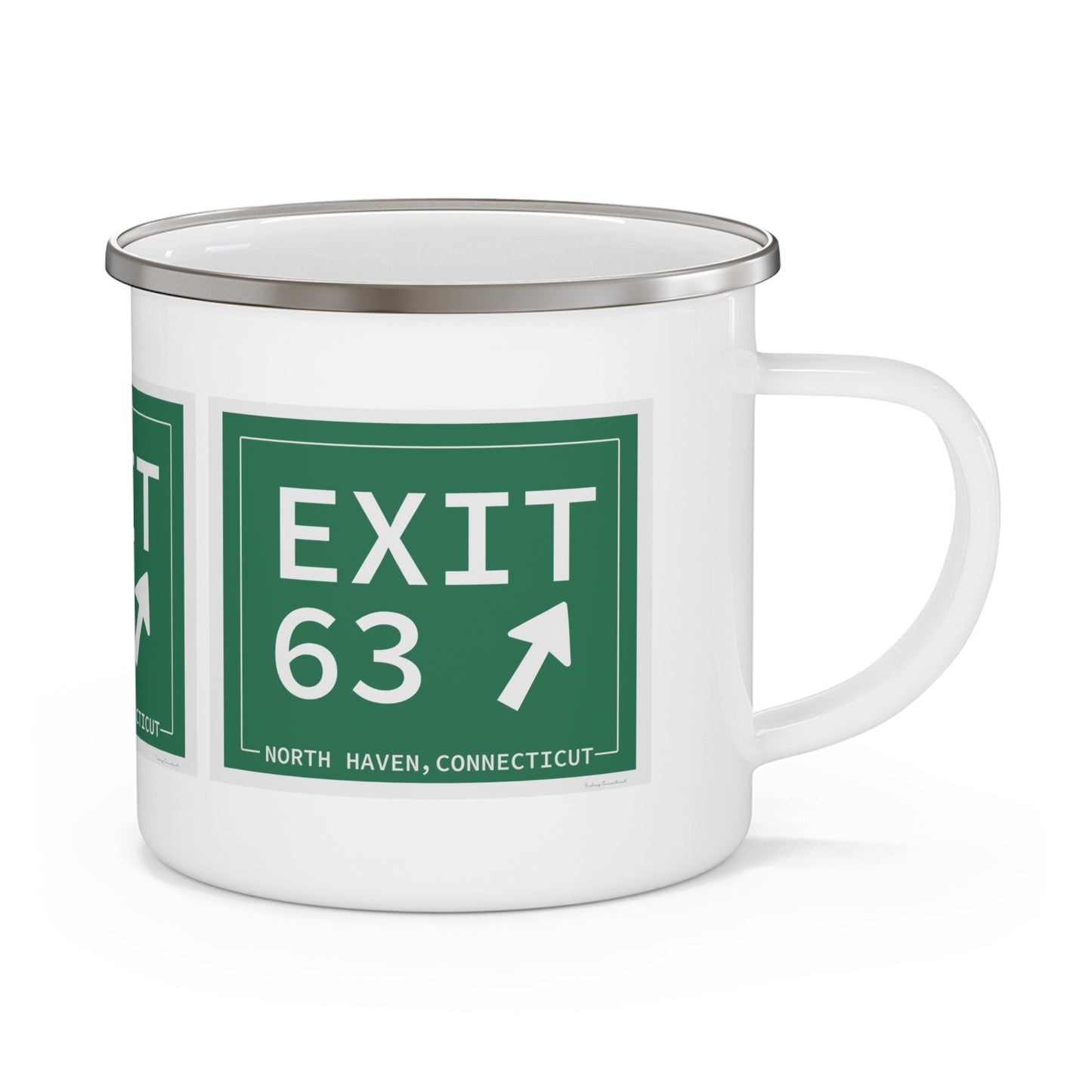 Vintage Exit 63 WCP Sign Enamel Camping Mug