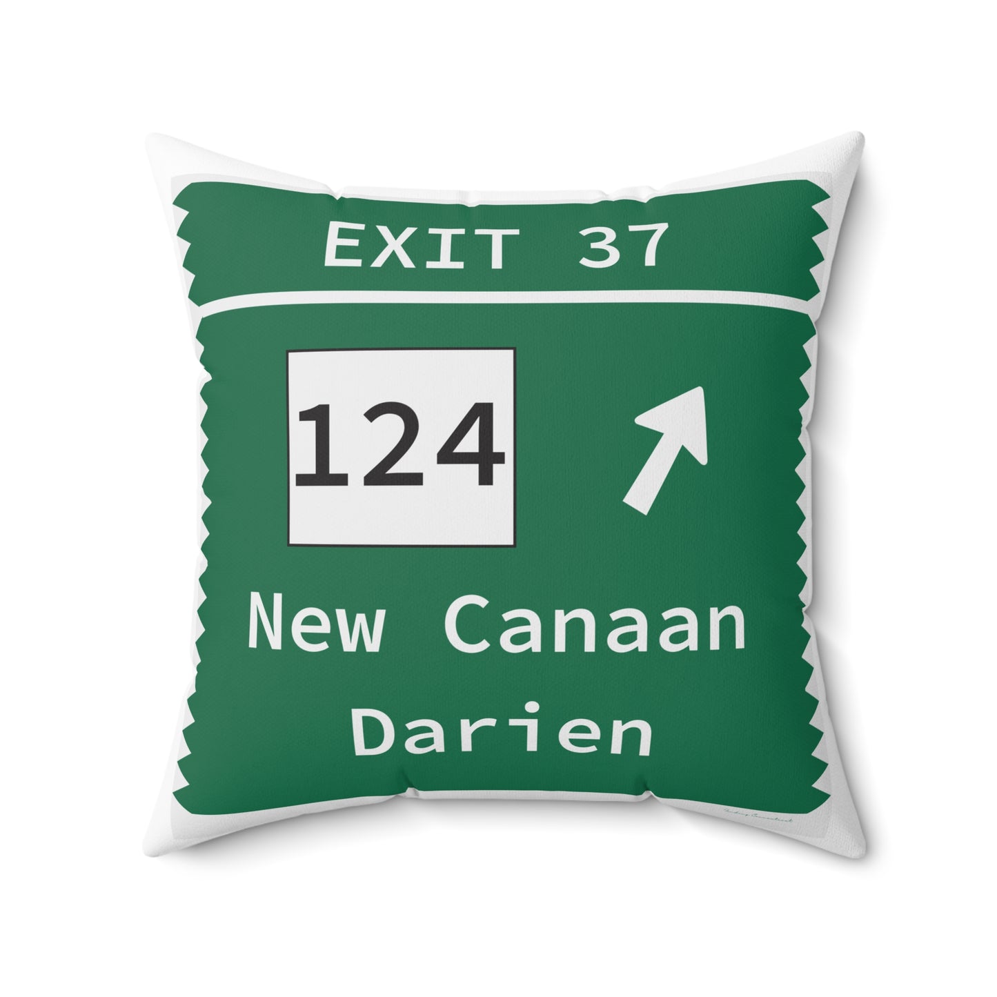 Vintage Merritt Parkway Exit 37 Sign Spun Polyester Square Pillow