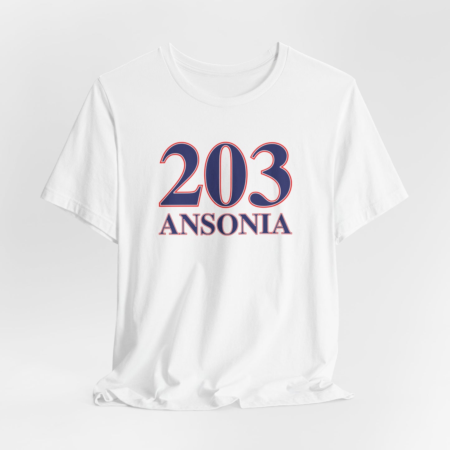 203 Ansonia Red White & Blue Unisex Jersey Short Sleeve T-Shirt
