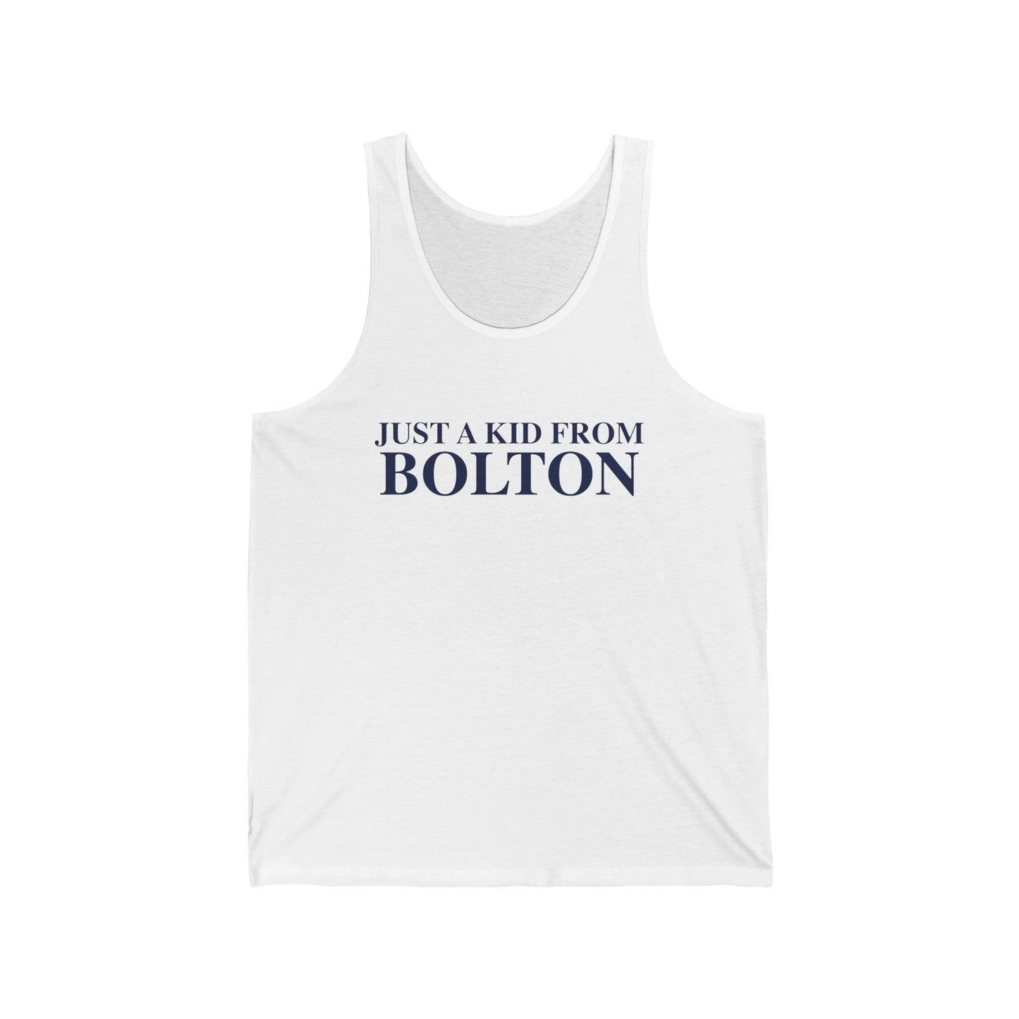 Just a kid from Bolton Unisex Jersey Tank Top