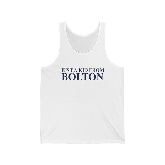 Just a kid from Bolton Unisex Jersey Tank Top