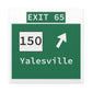 Vintage WCP Exit 65 Sign Matte Canvas, Stretched, 1.25"