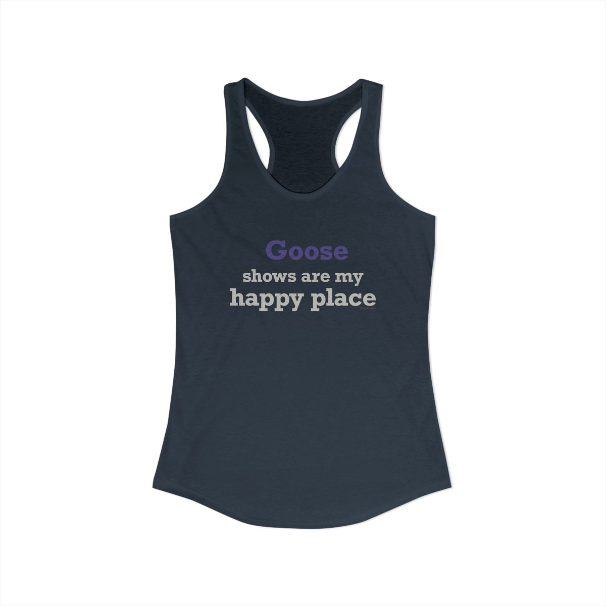 Goose Shows Are My Happy Place - Gray & Purple Women's Ideal Racerback Tank Top