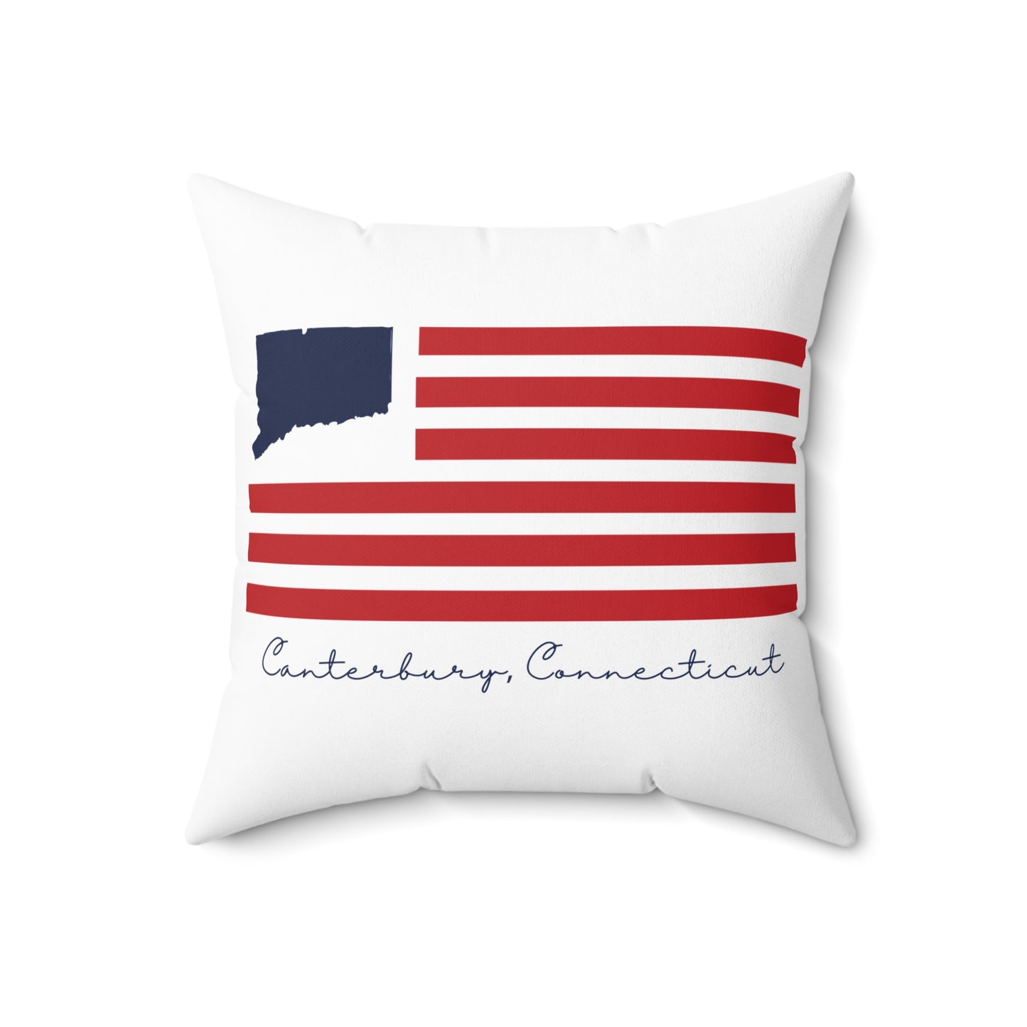 Canterbury Connecticut Flag  Spun Polyester Square Pillow