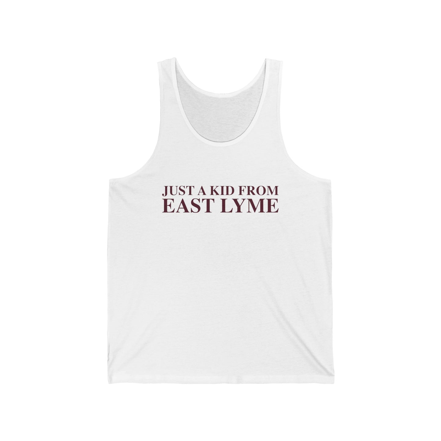 Just a kid from East Lyme Unisex Jersey Tank Top
