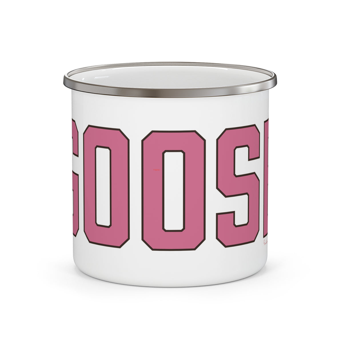 Goose Zip Code Pink & Black Enamel Camping Mug