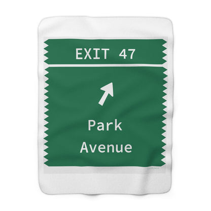Vintage Merritt Parkway Exit 47 Sign Sherpa Fleece Blanket