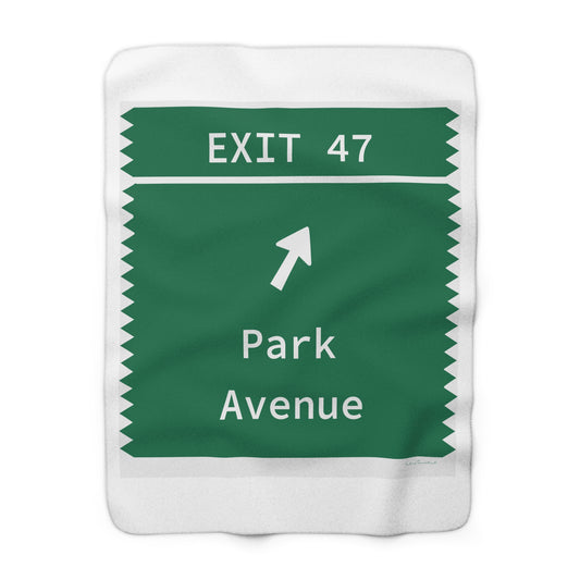 Vintage Merritt Parkway Exit 47 Sign Sherpa Fleece Blanket