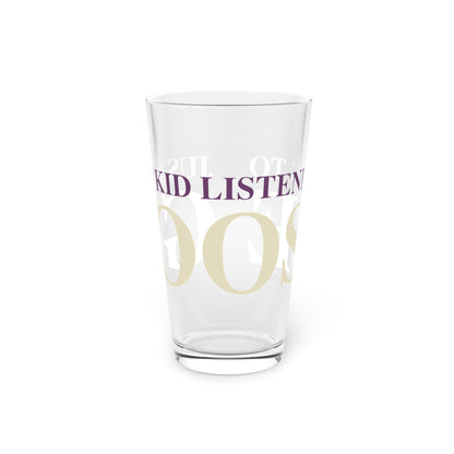 Just a kid listening to Goose - Cream & Purple Pint Glass, 16oz
