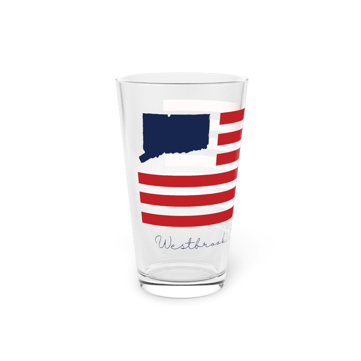 Westbrook Connecticut Flag Pint Glass, 16oz