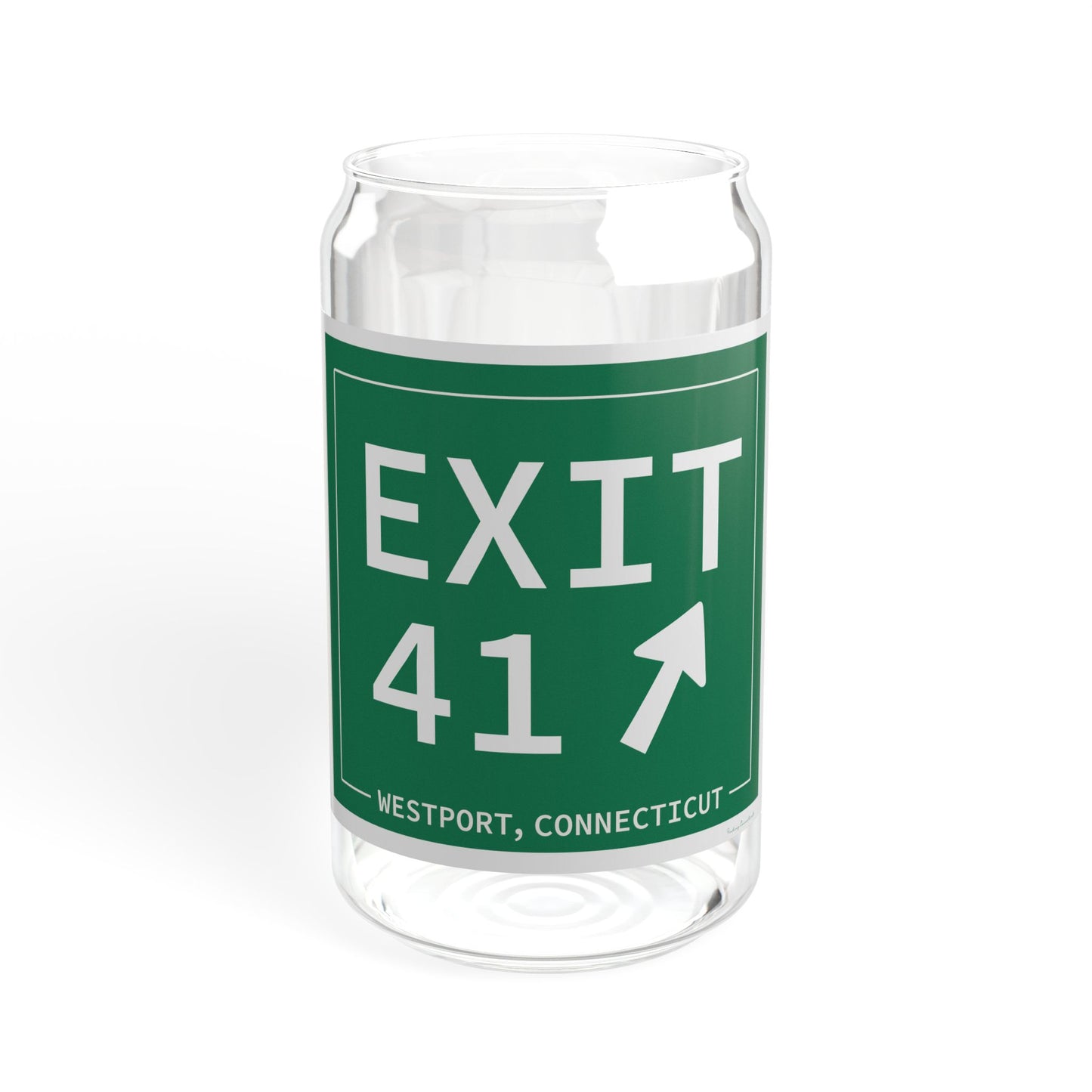 Vintage Exit 41 Merritt Parkway Sign Sipper Glass, 16oz