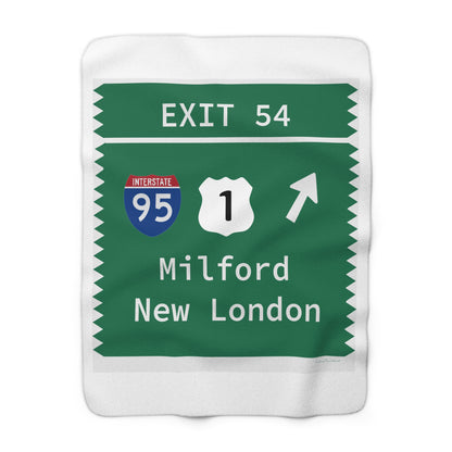 Vintage Merritt Parkway Exit 54 Sign Sherpa Fleece Blanket