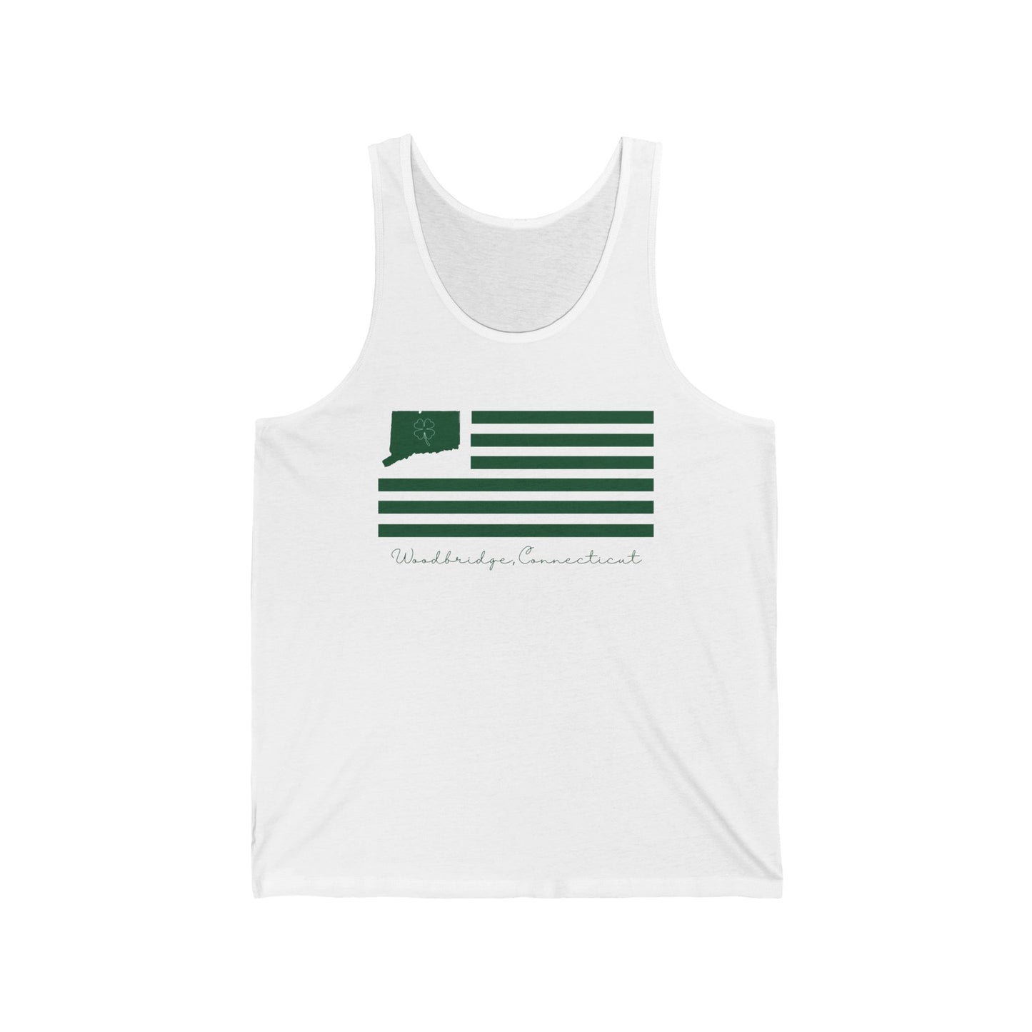 Woodbridge Connecticut St. Patrick’s Day Flag Unisex Jersey Tank Top